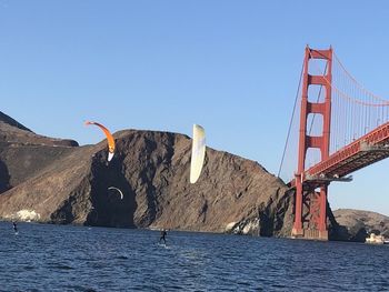 Suspension bridge over sea