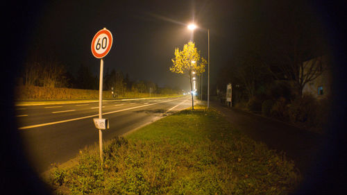 Road sign at night