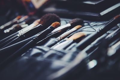 Close-up of make-up brushes