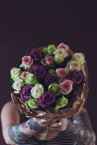 Close-up of pink rose bouquet