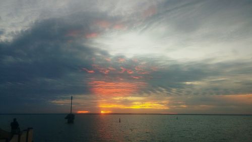 Scenic view of sea against cloudy sky