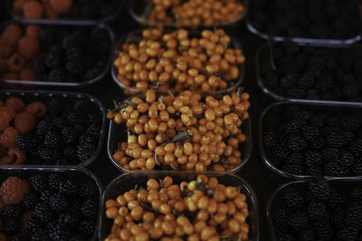 High angle view of vegetables for sale in market