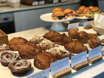 Close-up of food served on table at store