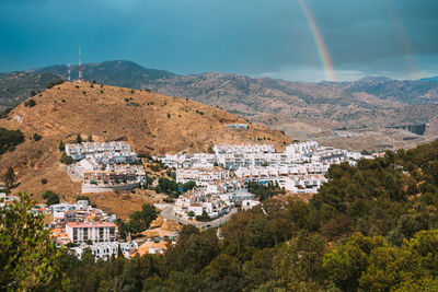 High angle view of townscape against sky