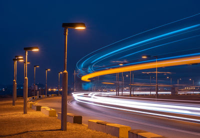 Light trails on street at night