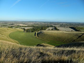 The view from a side of uffington castle hill