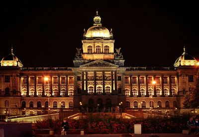 Facade of building at night