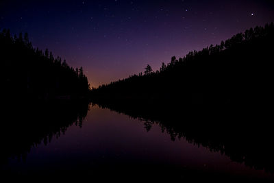 Reflection of trees in calm lake