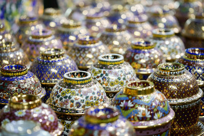 High angle view of objects for sale in market