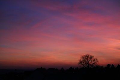 Silhouette of trees against sky at sunset