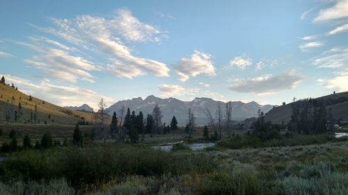 Panoramic view of landscape and mountains against sky