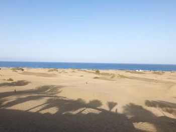 Scenic view of beach against clear sky