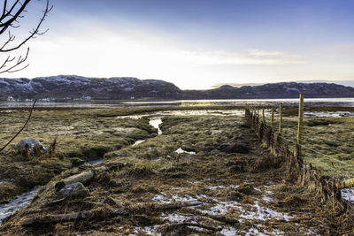 Scenic view of land against sky