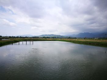 Scenic view of lake against sky