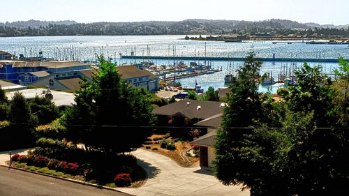 High angle view of city street