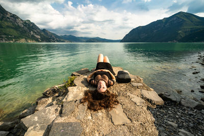 Scenic view of lake against mountains