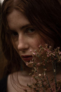 Close-up portrait of a beautiful young woman