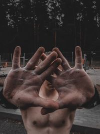 Close-up of man hand with tattoo