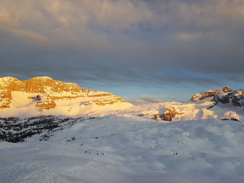 Scenic view of snow covered mountain against sky