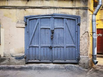 Closed door of old building