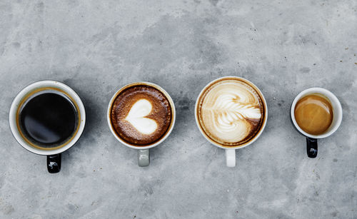 High angle view of coffee on table