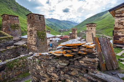 View of old building against cloudy sky