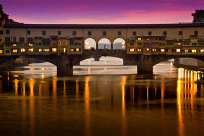 Bridge over river at night