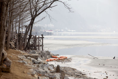 Scenic view of frozen beach during winter