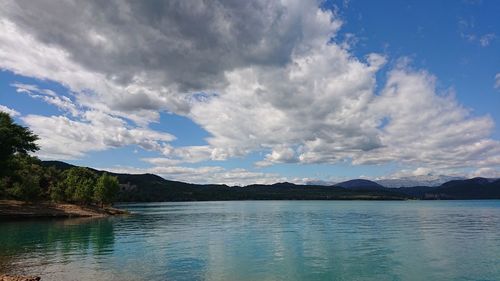 Scenic view of lake against sky
