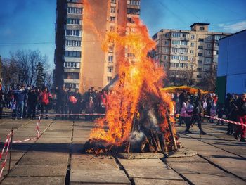 Bonfire in the center of the city
