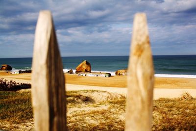 Scenic view of beach against sky