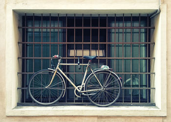 Bicycle on window sill