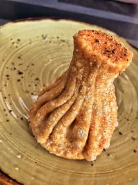 High angle view of dessert on table