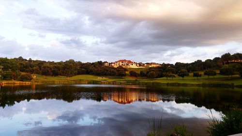 Scenic view of lake against sky