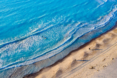 High angle view of beach and sea