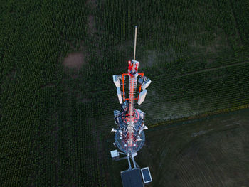 High angle view of people at night