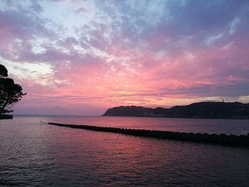 Scenic view of sea against sky during sunset