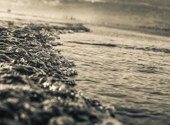 Close-up of wave on beach