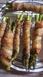 Close-up of served food on table
