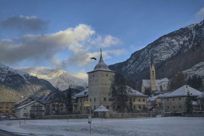 Snow covered mountain against sky