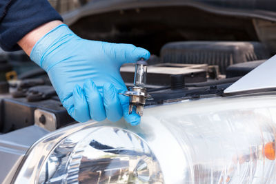 Man working in car