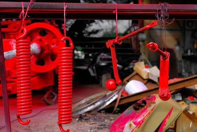 Close-up of red machine