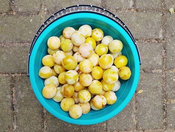 High angle view of fruits in basket