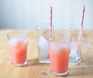 Juice in glasses on table