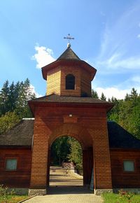 Facade of church against blue sky