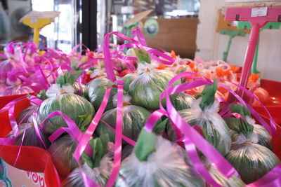 Close-up of pink flowers in market