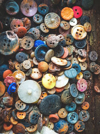 High angle view of stones on table