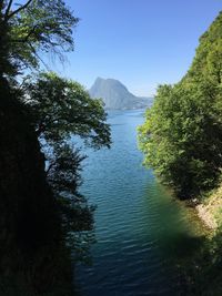 Scenic view of sea against clear sky