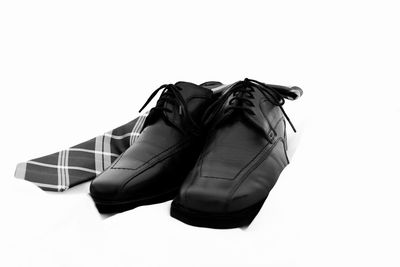 High angle view of shoes against white background