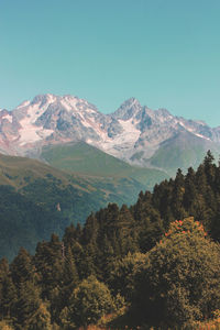Scenic view of mountains against clear sky